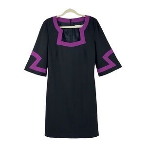 Trina Turk Elegant Black Dress with Purple Accents
